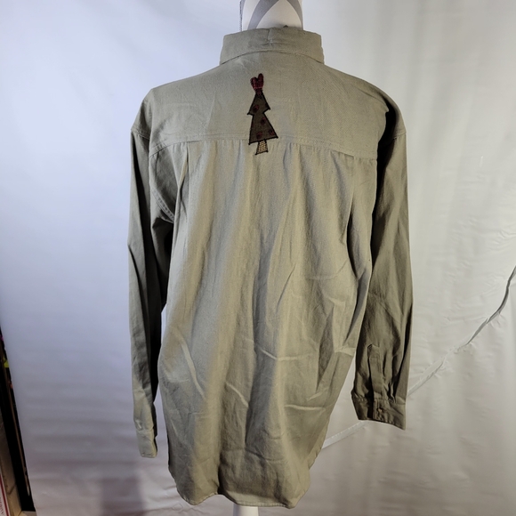 PTNY Applique Christmas Long Sleeve Button front Blouse Size Medium - Picture 5 of 7
